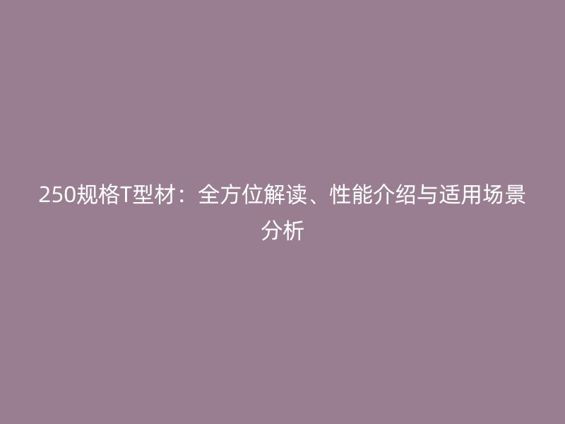250規(guī)格T型材：全方位解讀、性能介紹與適用場(chǎng)景分析