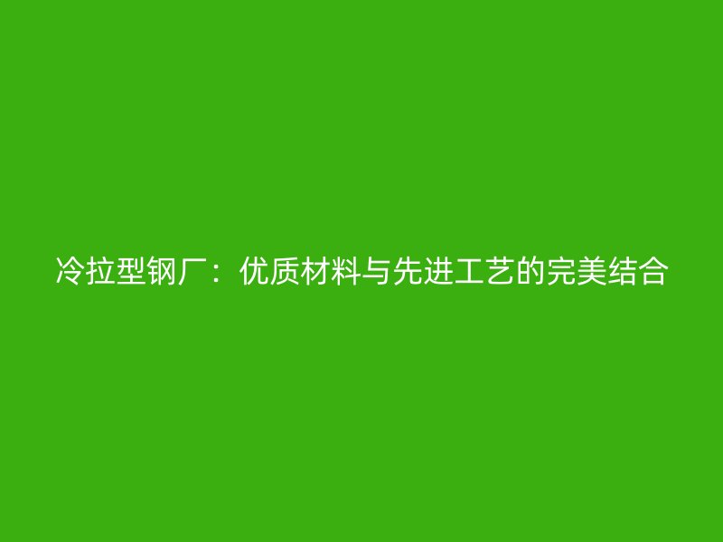 冷拉型鋼廠：優(yōu)質(zhì)材料與先進工藝的完美結(jié)合