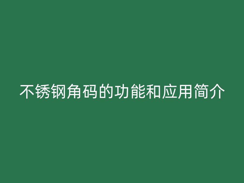 不銹鋼角碼的功能和應(yīng)用簡(jiǎn)介