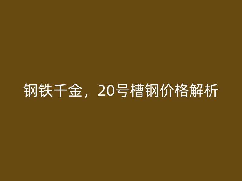 鋼鐵千金，20號槽鋼價格解析