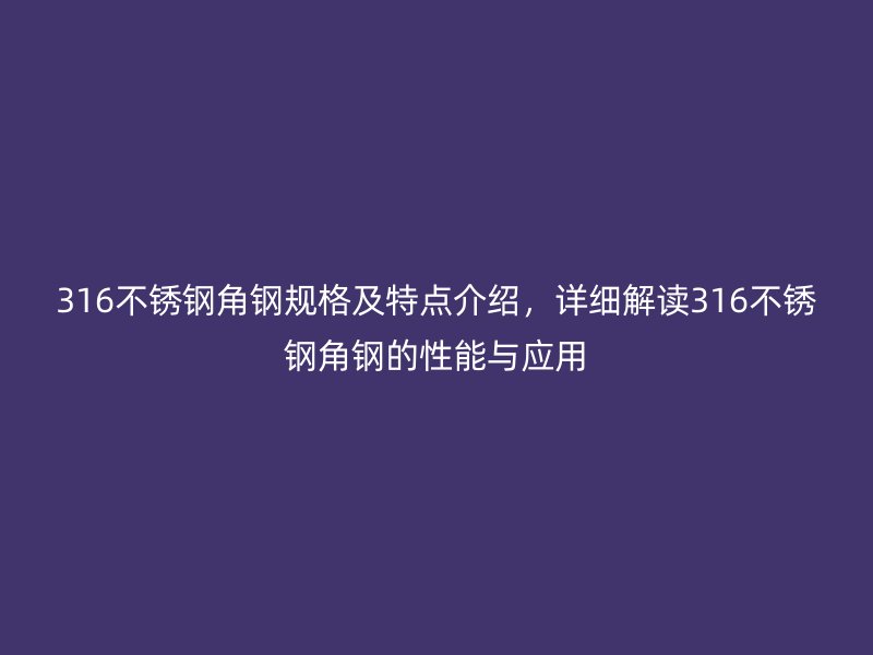 316不銹鋼角鋼規(guī)格及特點(diǎn)介紹，詳細(xì)解讀316不銹鋼角鋼的性能與應(yīng)用